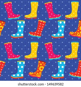 Seamless pattern with colorful rubber boots