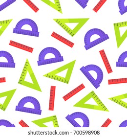 Seamless pattern with colorful rules vector illustrations isolated on white background.