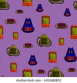 Seamless Pattern with Colorful School Bag Vector