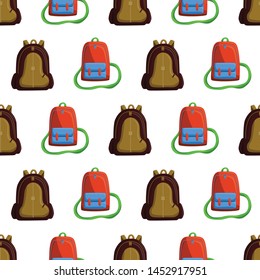 Seamless Pattern with Colorful School Bag Vector