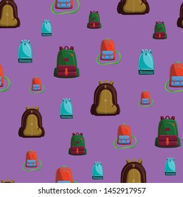 Seamless Pattern with Colorful School Bag Vector