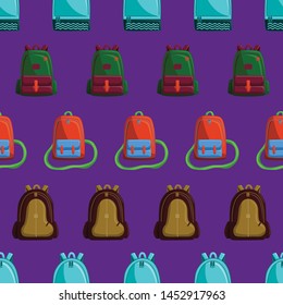 Seamless Pattern with Colorful School Bag Vector