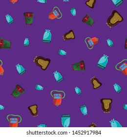 Seamless Pattern with Colorful School Bag Vector