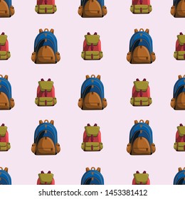 Seamless Pattern with Colorful School Bag Vector