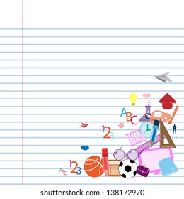 seamless pattern with colorful school icons on background with media icons