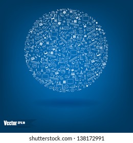 seamless pattern with colorful school icons on background with media icons