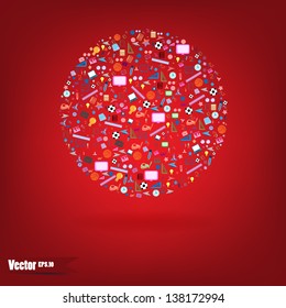 seamless pattern with colorful school icons on background with media icons
