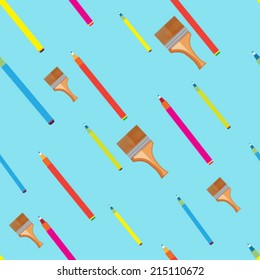 seamless pattern with colorful school icons