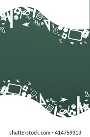 seamless pattern with colorful school icons on background with media icons