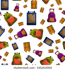 Seamless Pattern with Colorful School Rucksacks Vector