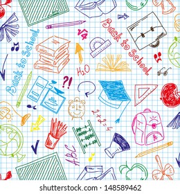 Seamless pattern colorful school supplies