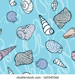 seamless pattern with colorful sea creatures