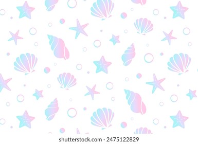 seamless pattern with colorful seashells and starfish for banners, cards, flyers, social media wallpapers, etc.