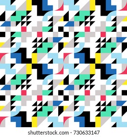 Seamless pattern of colorful shapes. Geometric background. Decorative ornament of geometric shapes