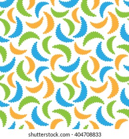 Seamless pattern of colorful shapes on white background