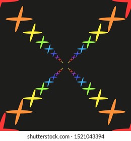 Seamless pattern colorful shining rainbow star on black background vector illustration

