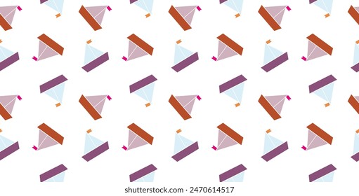 Seamless pattern with colorful ships on a white background. For packaging, cover, fabric design. Vector illustration 