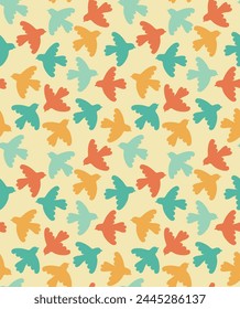 Seamless pattern with colorful simple birds. Vector backdrop in flat style	