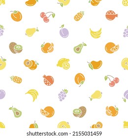 Seamless pattern of colorful simple minimalistic fruit icons for prints, wallpapers, mobile concepts and web apps