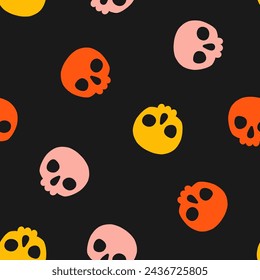 Seamless pattern with colorful skull