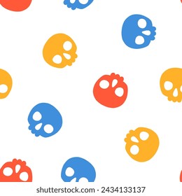 Seamless pattern with colorful skulls