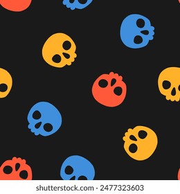 Seamless pattern with colorful skulls