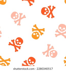 Seamless pattern with colorful skulls and bones