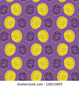 Seamless pattern with colorful slices of pineapples
