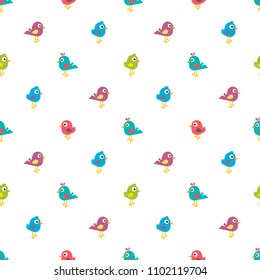 Seamless pattern with colorful small birds