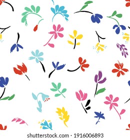 Seamless pattern with colorful small flowers. Vector background for fabric and packaging.