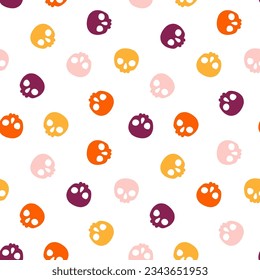 Seamless pattern with colorful small halloween skull