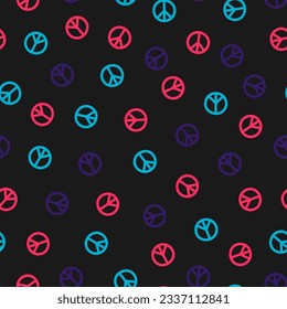 Seamless pattern with colorful small peace symbols