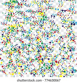 Seamless pattern with colorful small squares on black background. Vector