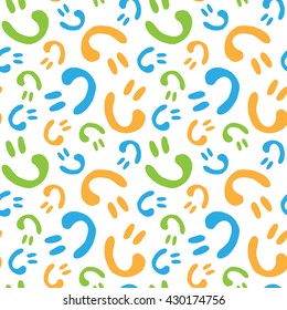 Seamless pattern colorful smile curl curve on white background
