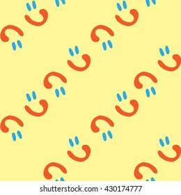 Seamless pattern colorful smile curl curve on yellow background