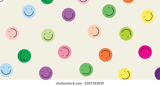 Seamless pattern colorful smiling diverse faces