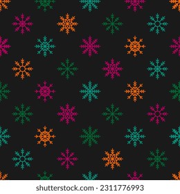 Seamless pattern with colorful snowflakes
