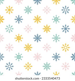 Seamless pattern with colorful snowflakes