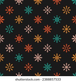 Seamless pattern with colorful snowflakes