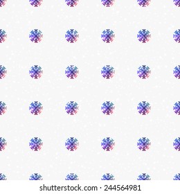 seamless pattern with colorful snowflakes and glowing lights