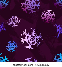 Seamless pattern with colorful snowflakes. Tile texture for Christmas wrapping or textile print. 