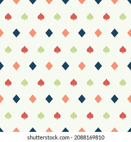 Seamless pattern with colorful spades and diamonds