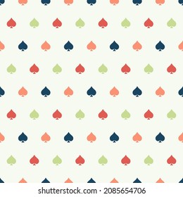 Seamless pattern with colorful spades suits.