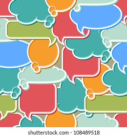 Seamless pattern of colorful speech bubbles and dialog balloons
