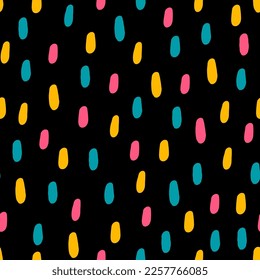 Seamless pattern with colorful spots and black background