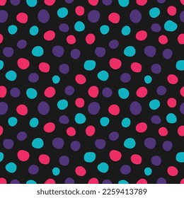 Seamless pattern with colorful spots and black background