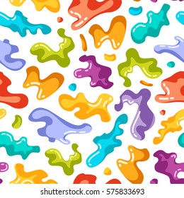 Seamless pattern with colorful spots and sprays on a white