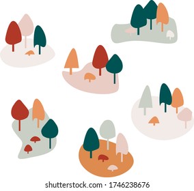 
seamless pattern of colorful spots with trees, for fabrics, wallpaper posters