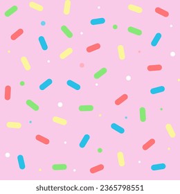 Seamless pattern with colorful sprinkles. Candy, Donut glaze, Ice cream top