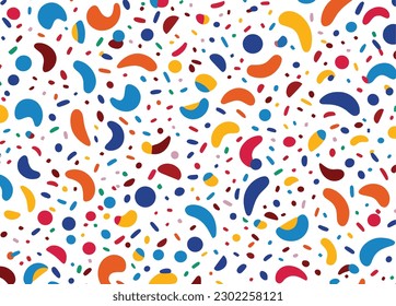 seamless pattern with colorful sprinkles on a white background, in the style of bold, graphic lines, minimalist backgrounds, foampunk, candycore, playful figures, dan colen, jessie arms botke